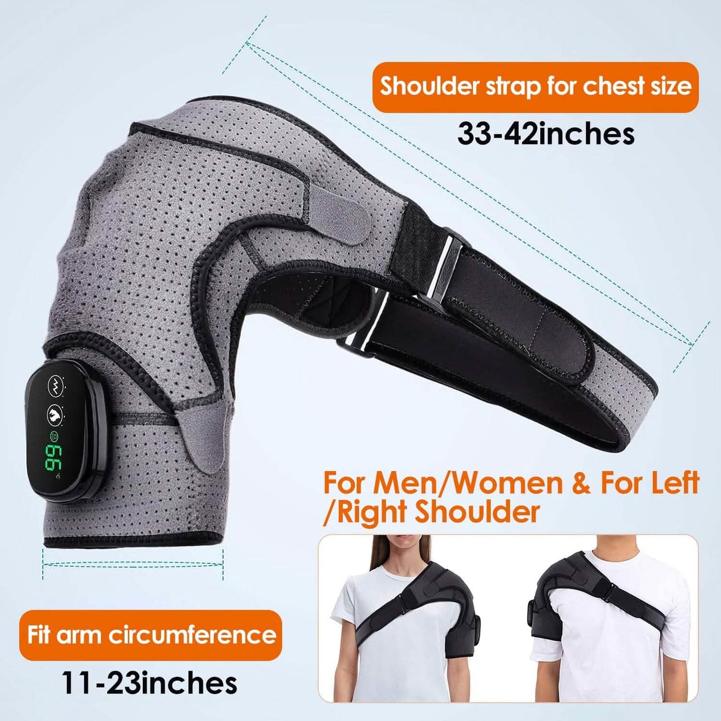 Rechargeable Heated Shoulder Wrap Massager Shoulder Brace Support with 3 Heating Levels DailySale