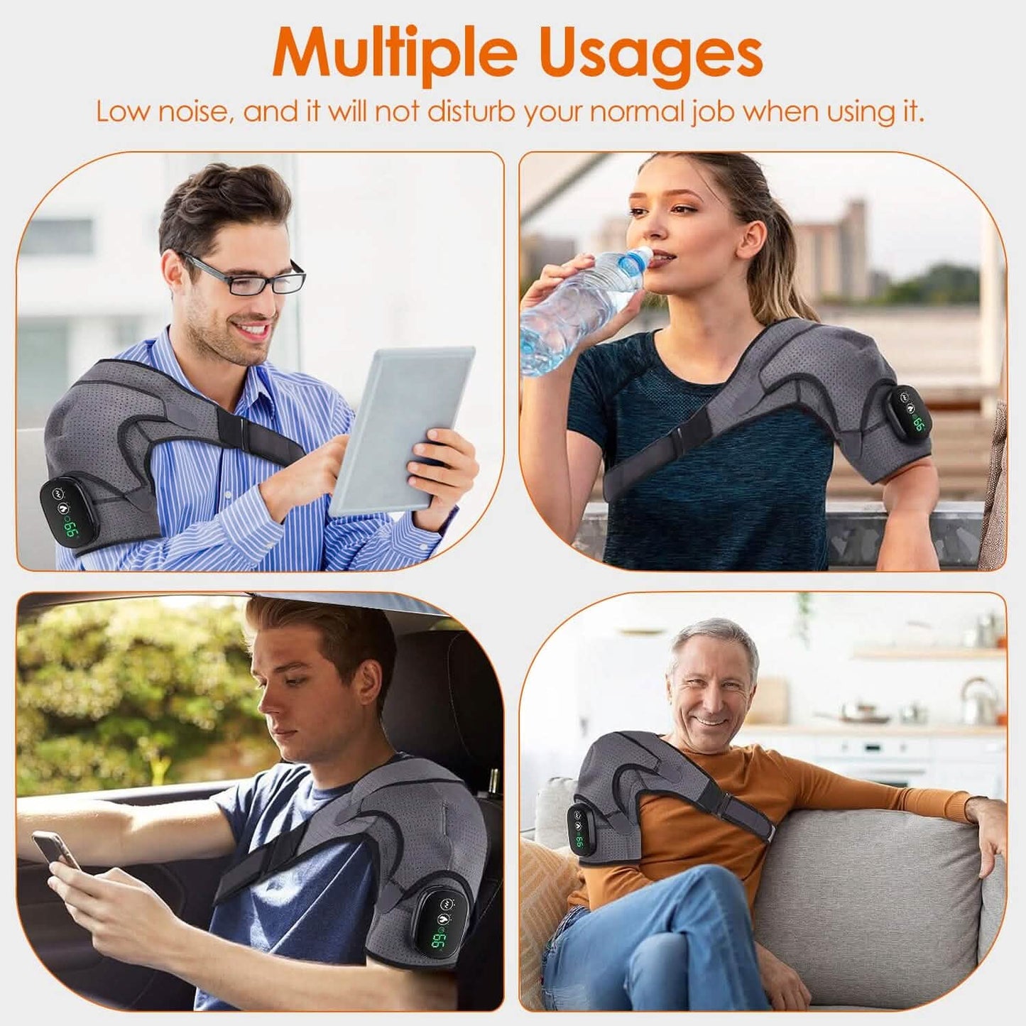 Rechargeable Heated Shoulder Wrap Massager Shoulder Brace Support with 3 Heating Levels DailySale