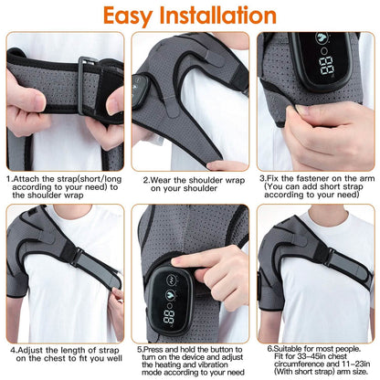 Rechargeable Heated Shoulder Wrap Massager Shoulder Brace Support with 3 Heating Levels DailySale