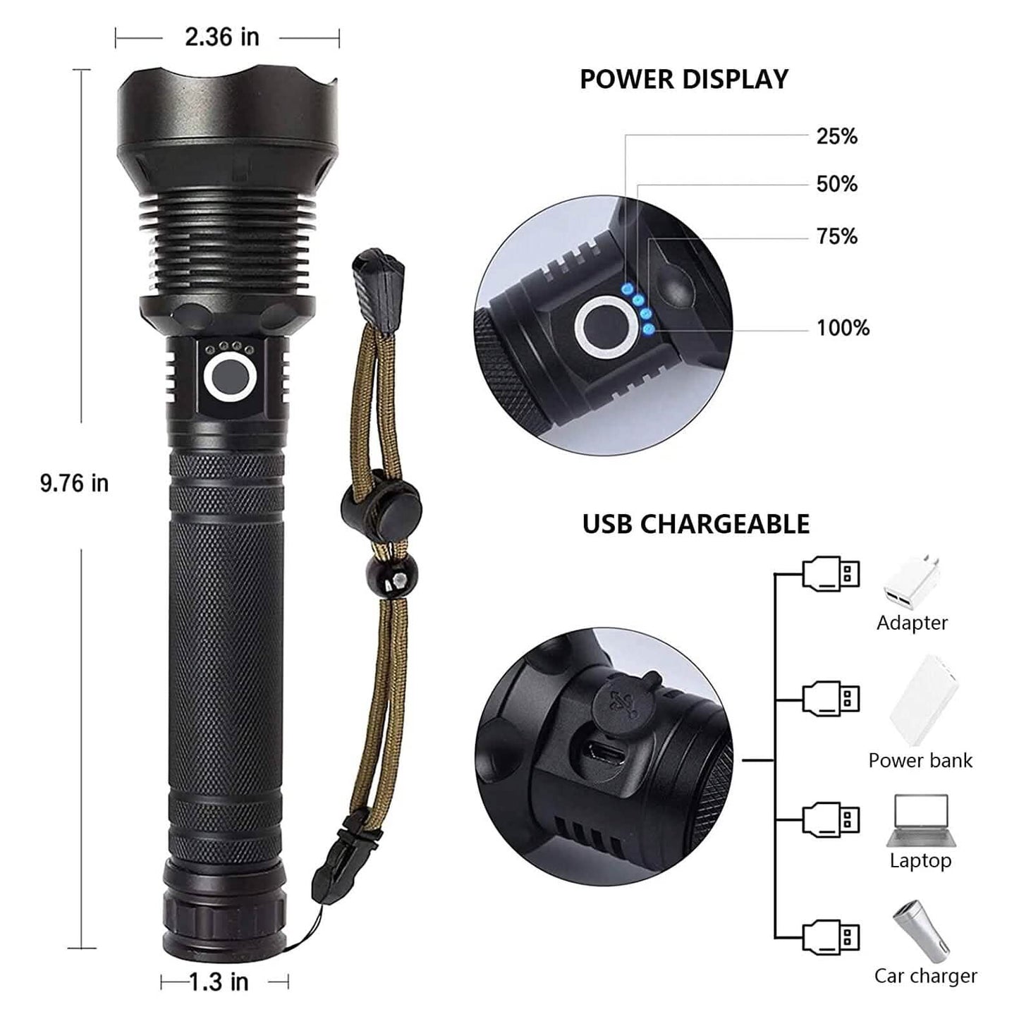 Rechargeable LED Flashlights 90000 Lumens DailySale