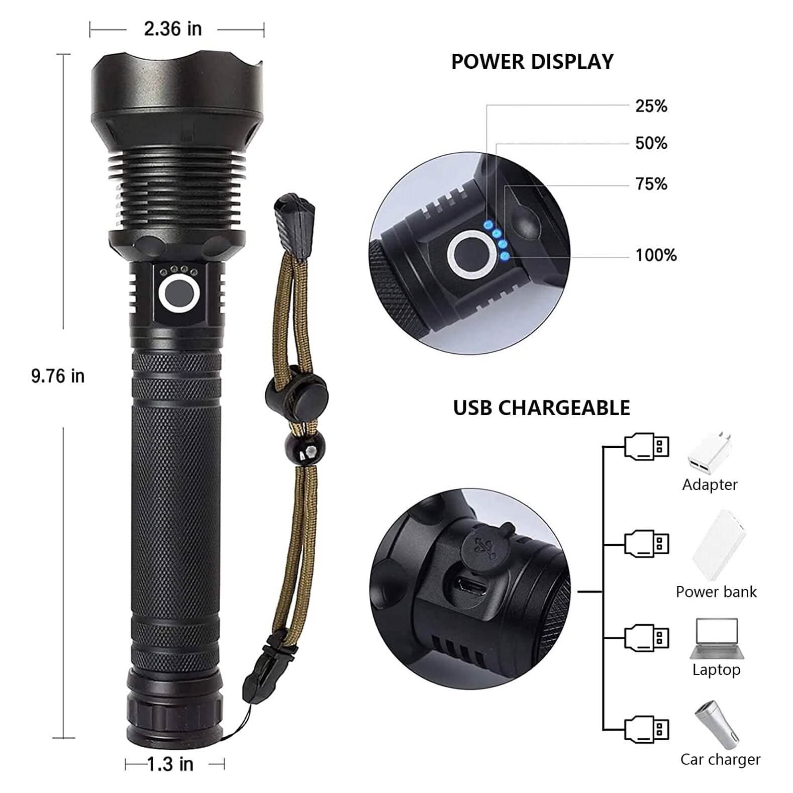 Rechargeable LED Flashlights 90000 Lumens DailySale
