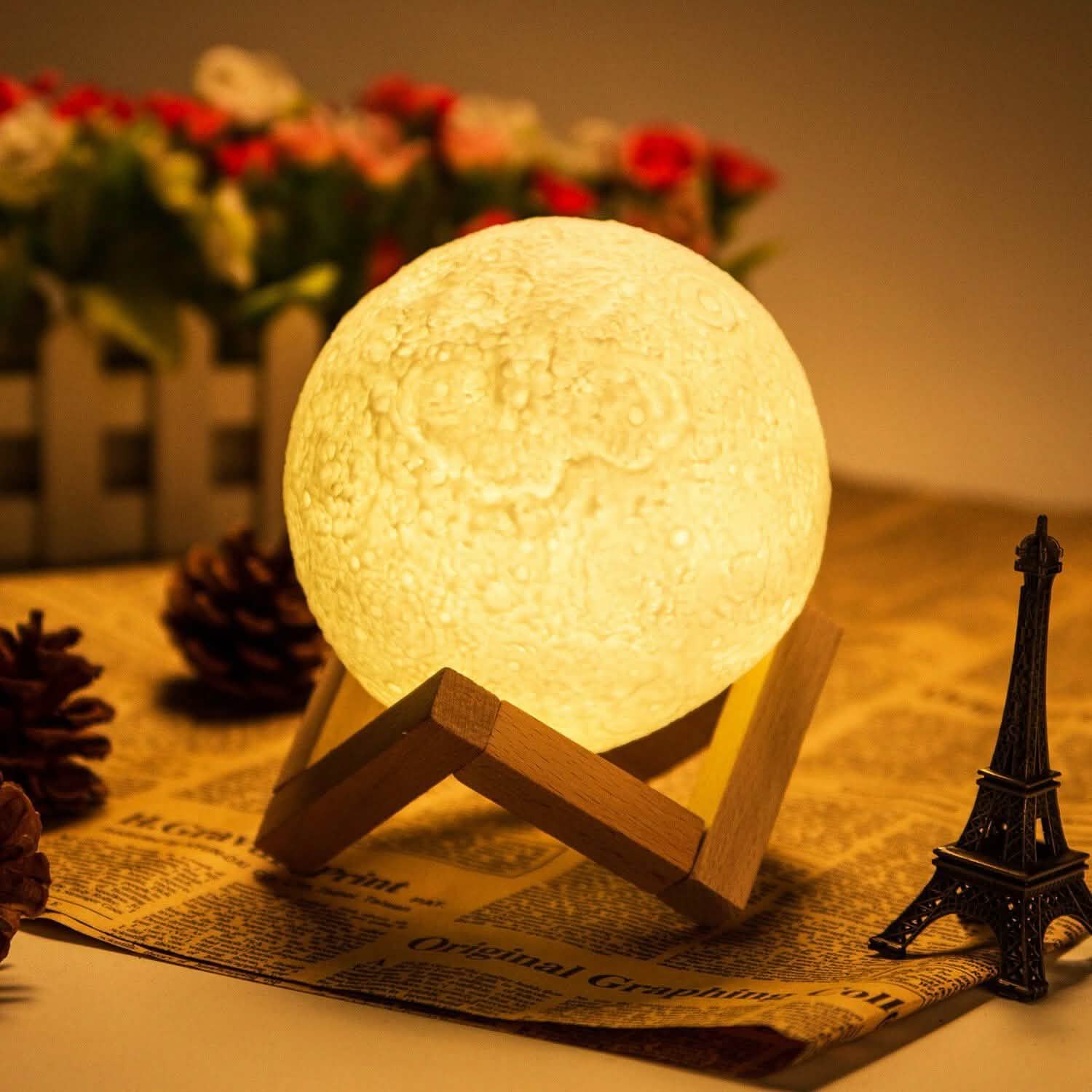 Rechargeable Moon Lamp Night Light Kids Dimmable LED Touch Changing Light DailySale