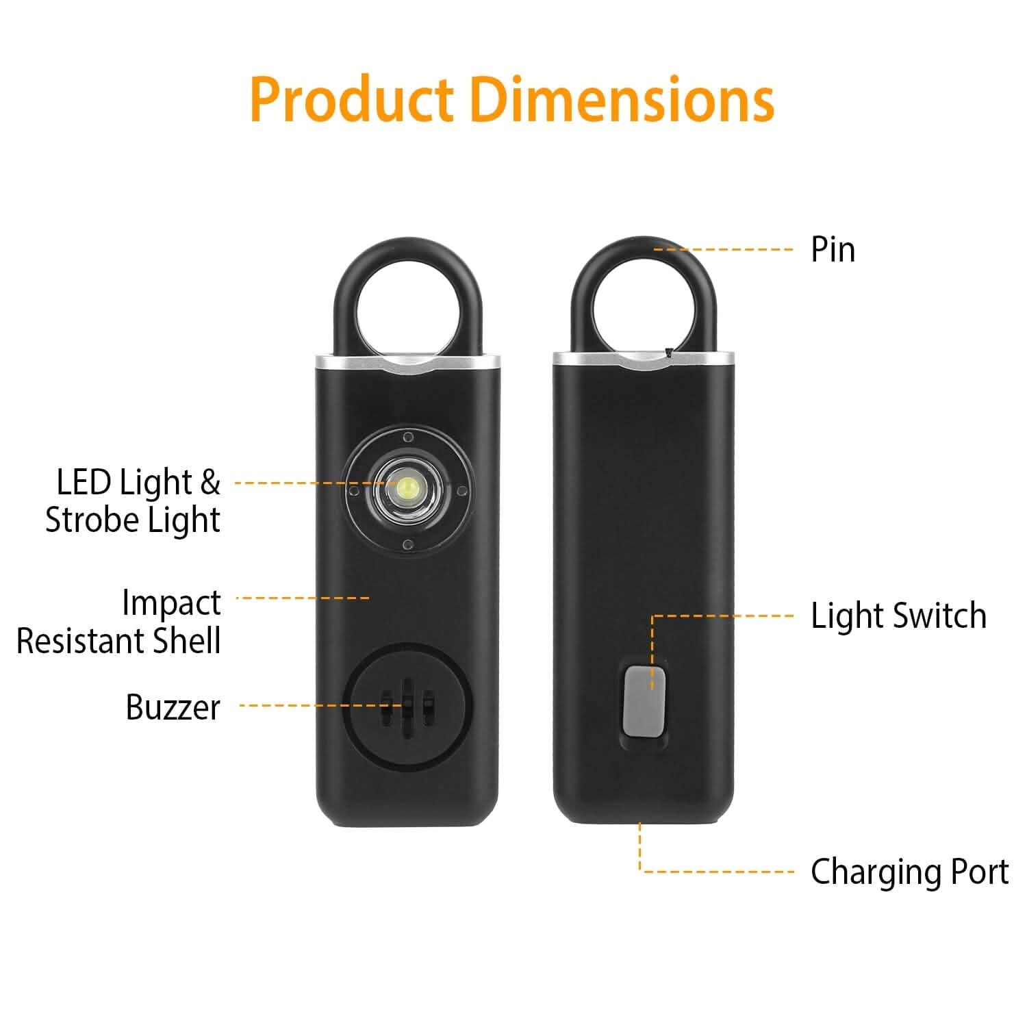 Rechargeable Personal Safety Alarm with Strobe Light DailySale