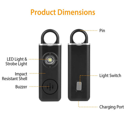 Rechargeable Personal Safety Alarm with Strobe Light DailySale