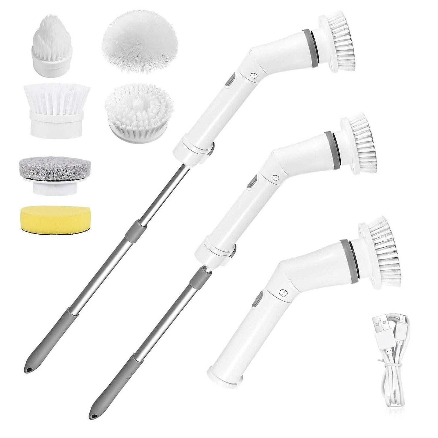 Rechargeable Telescopic Cleaning Brush 6 Replaceable Heads 2 Speed Adjustable Extension Arm DailySale