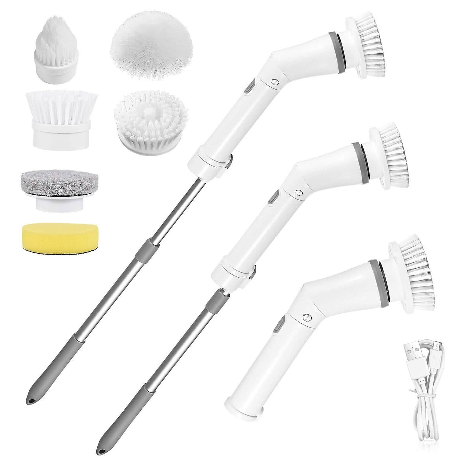 Rechargeable Telescopic Cleaning Brush 6 Replaceable Heads 2 Speed Adjustable Extension Arm DailySale