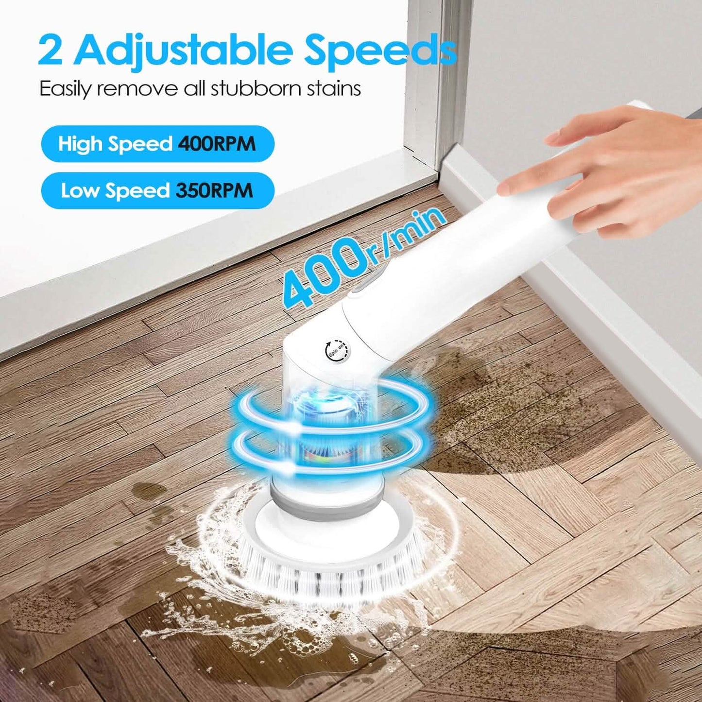 Rechargeable Telescopic Cleaning Brush 6 Replaceable Heads 2 Speed Adjustable Extension Arm DailySale