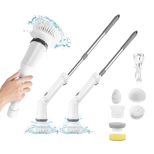 Rechargeable Telescopic Cleaning Brush 6 Replaceable Heads 2 Speed Adjustable Extension Arm DailySale