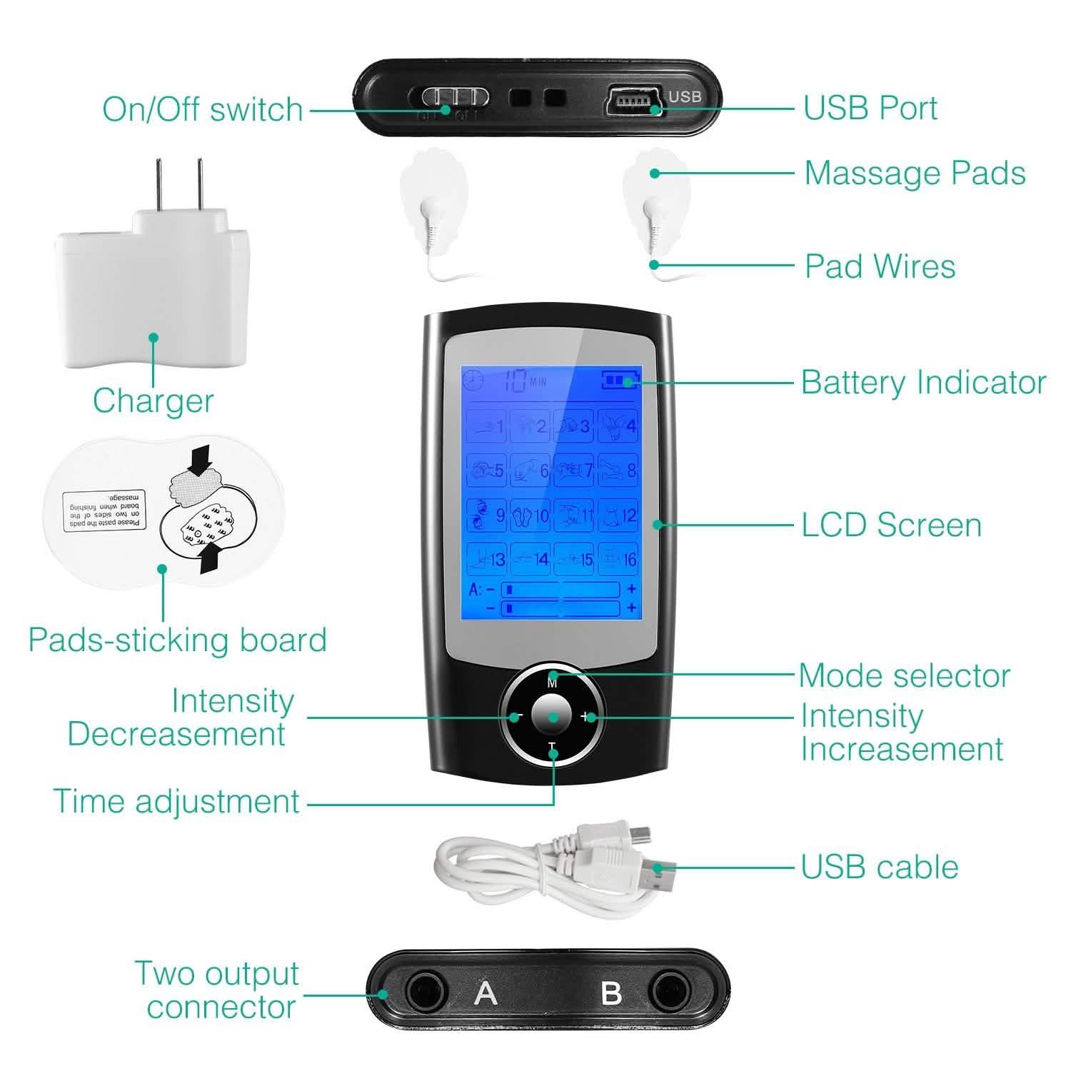 Rechargeable Tens Unit Machine Impulse Massager DailySale