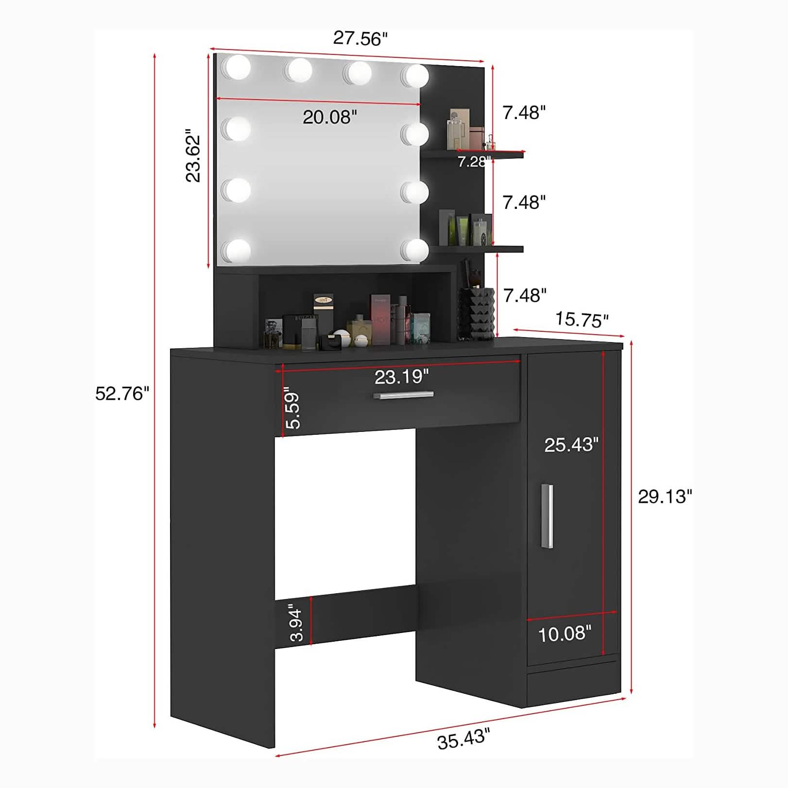 Rectangular Makeup Table with Mirror DailySale