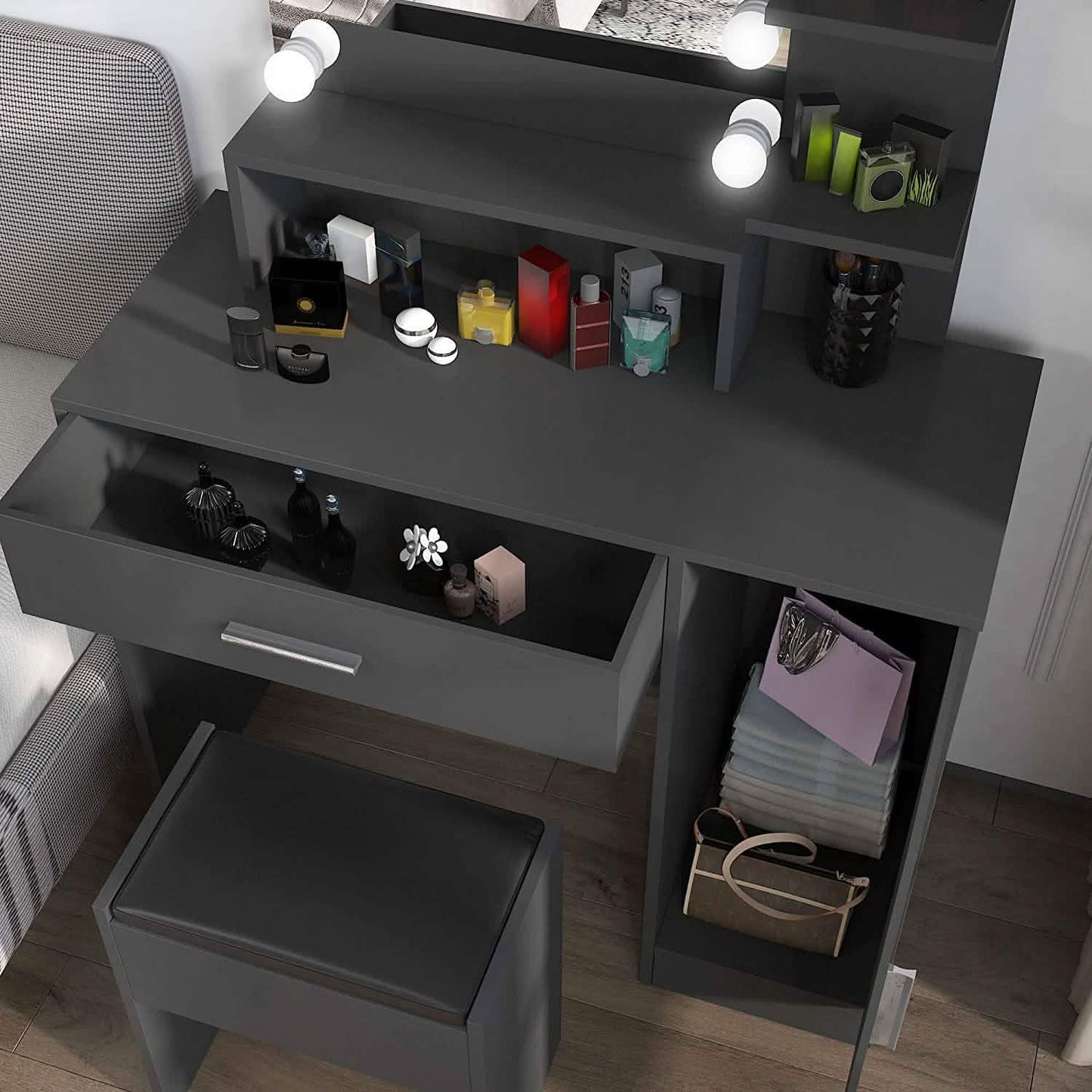 Rectangular Makeup Table with Mirror DailySale
