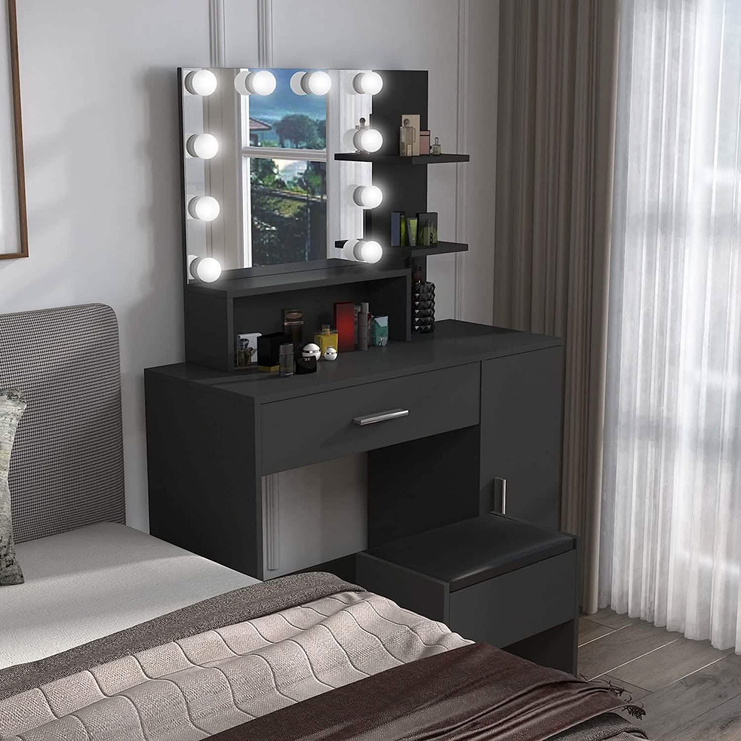 Rectangular Makeup Table with Mirror DailySale