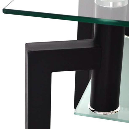 Rectangular Tempered Metal Tube Leg Living Room Glass Coffee Table DailySale