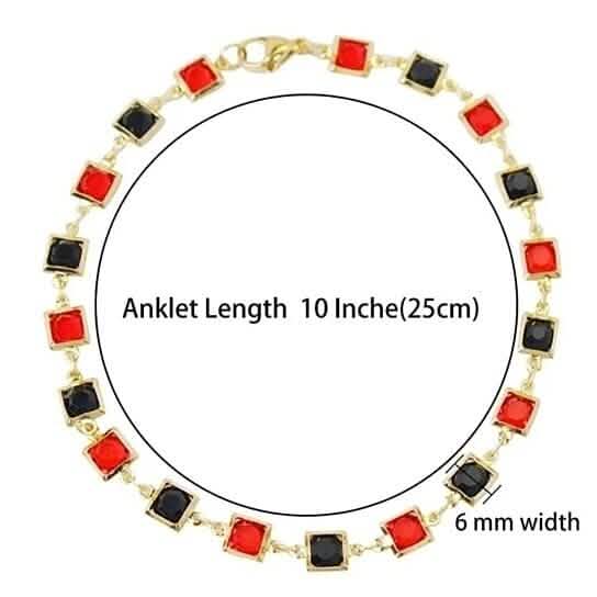 Red And Crystal Square Ankle Bracelet DailySale