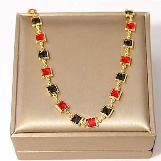 Red And Crystal Square Ankle Bracelet DailySale