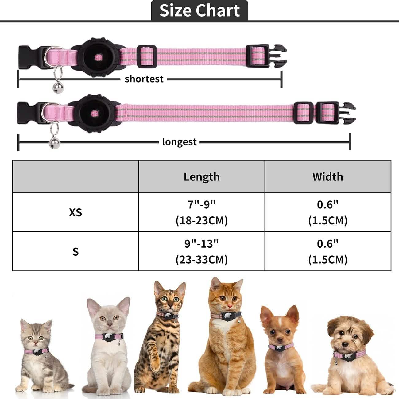 Reflective GPS Cat Collar with AirTag Holder and Bell DailySale