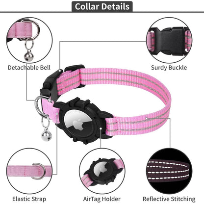 Reflective GPS Cat Collar with AirTag Holder and Bell DailySale