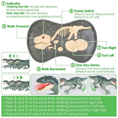 Remote Control Dinosaur with 3D Eye Roaring Sounds for 3-12 Years Old DailySale