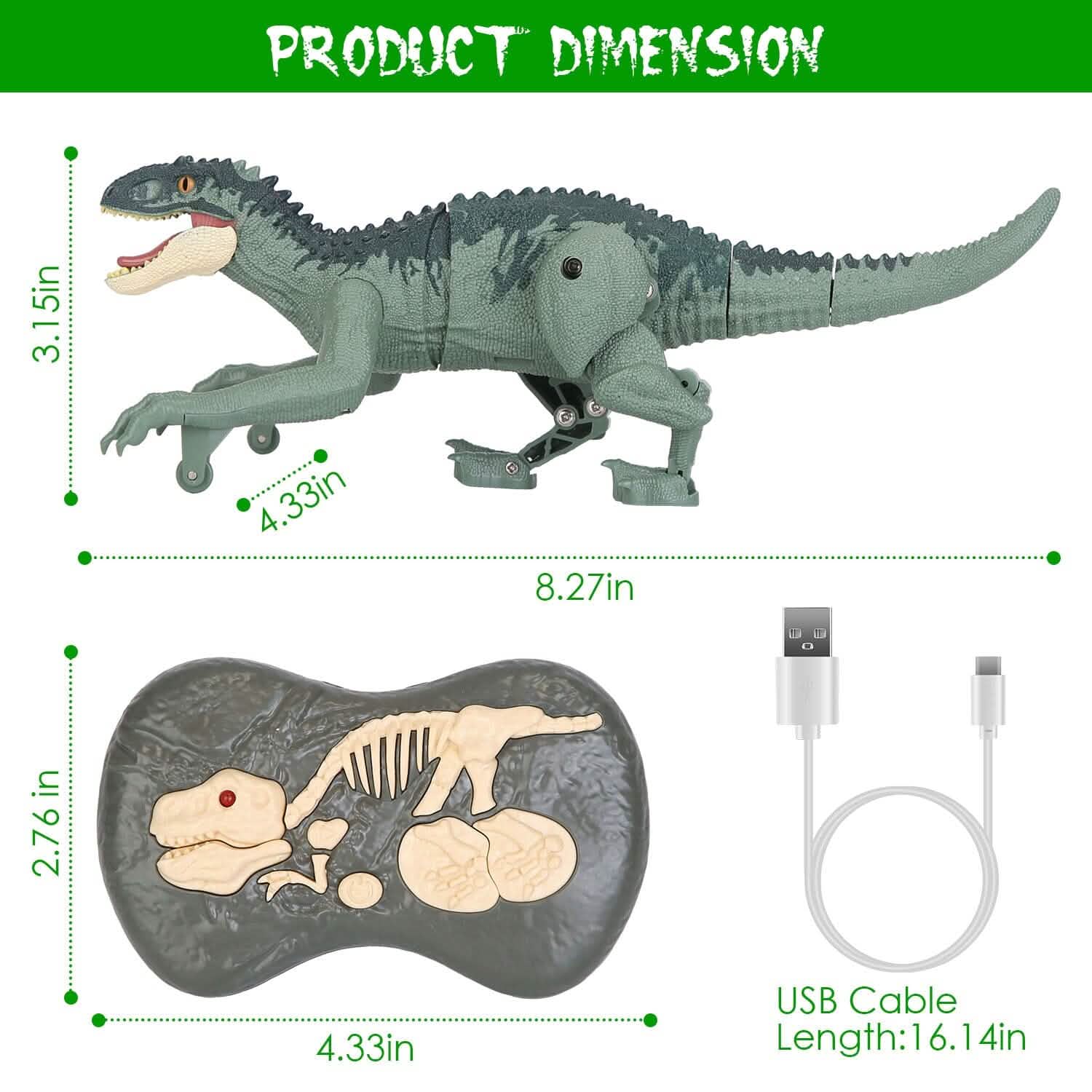 Remote Control Dinosaur with 3D Eye Roaring Sounds for 3-12 Years Old DailySale