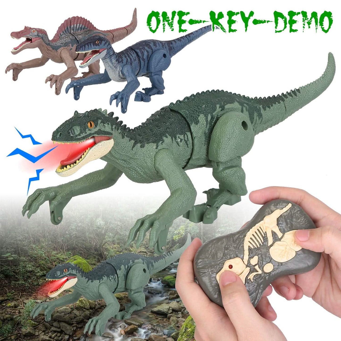Remote Control Dinosaur with 3D Eye Roaring Sounds for 3-12 Years Old DailySale