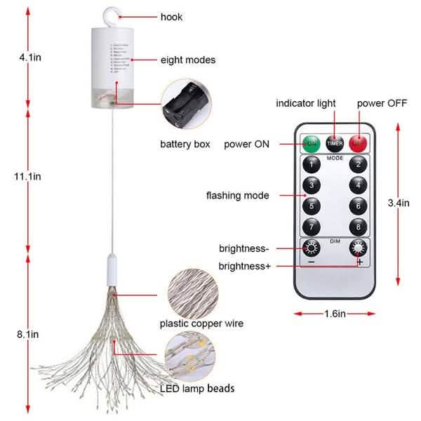 Remote Control Waterproof Christmas Fireworks LED String Lights DailySale