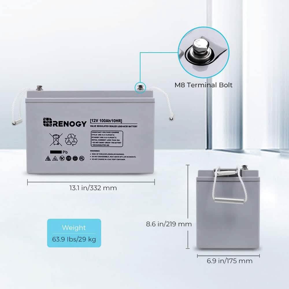 Renogy Deep Cycle AGM 12 Volt 100Ah Battery  (Refurbished) DailySale