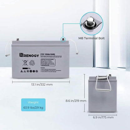 Renogy Deep Cycle AGM 12 Volt 100Ah Battery  (Refurbished) DailySale
