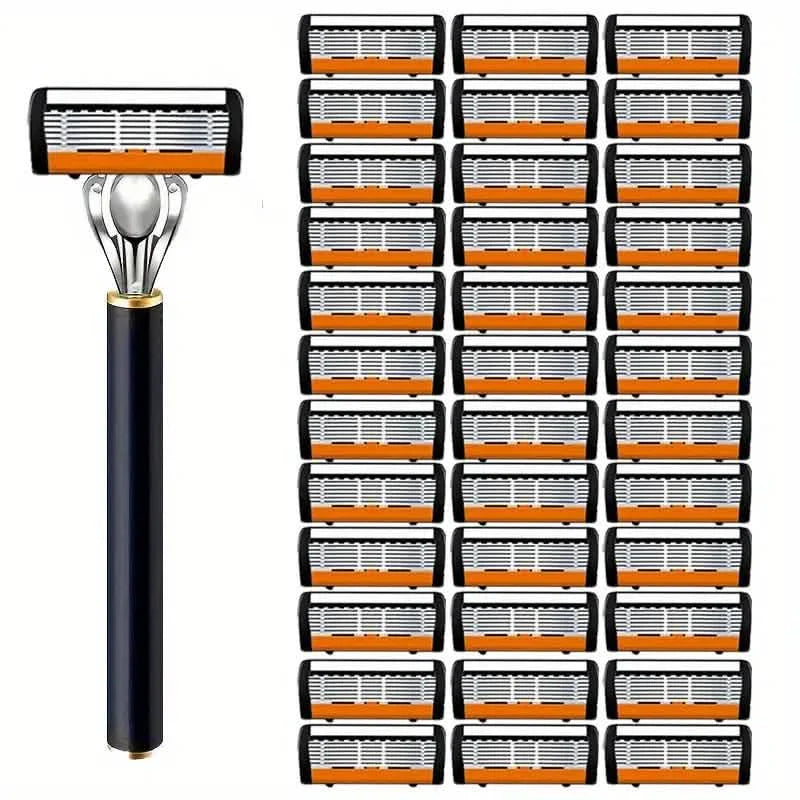 Replacement Razor Blades Safety Shaver Set with Anti-Slip Metal Handle with 1 Razor + 36 Blades DailySale