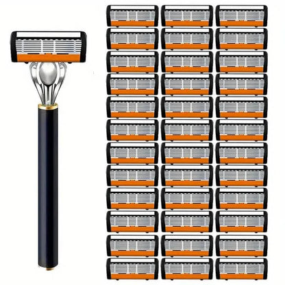 Replacement Razor Blades Safety Shaver Set with Anti-Slip Metal Handle with 1 Razor + 36 Blades DailySale