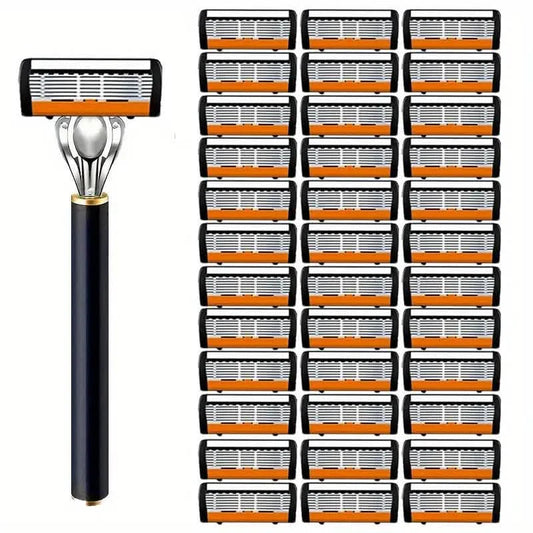 Replacement Razor Blades Safety Shaver Set with Anti-Slip Metal Handle with 1 Razor + 36 Blades DailySale