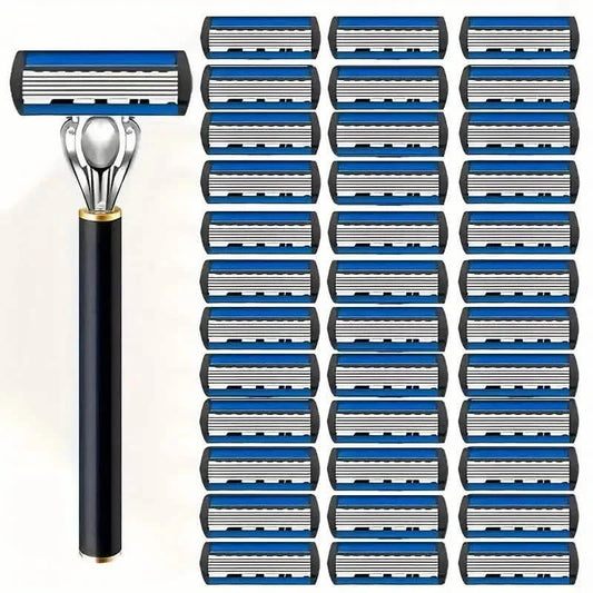 Replacement Razor Blades Safety Shaver Set with Anti-Slip Metal Handle with 1 Razor + 36 Blades DailySale