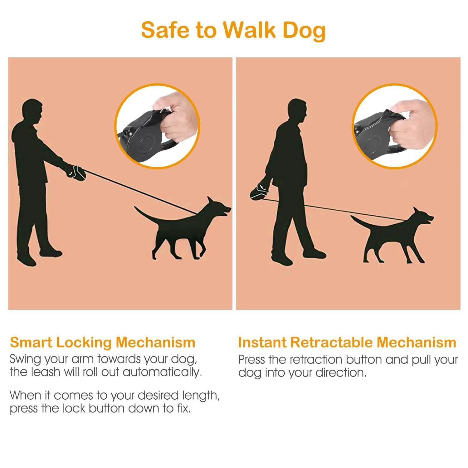 Retractable Dog Leash 16ft Extendable Range Heavy Duty Dog Walking Leash DailySale