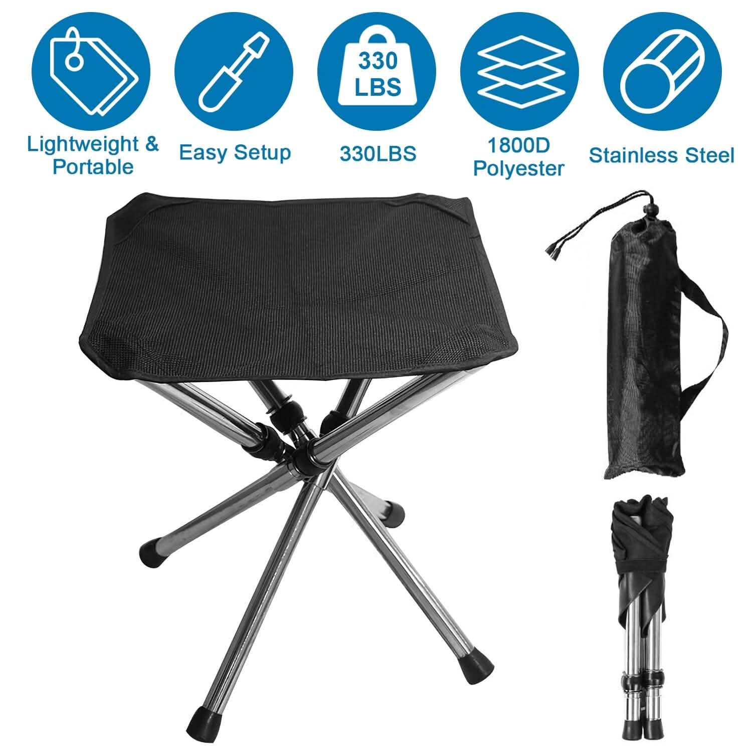Retractable Portable Folding Chair Easy Set Up Backpacking Stool DailySale