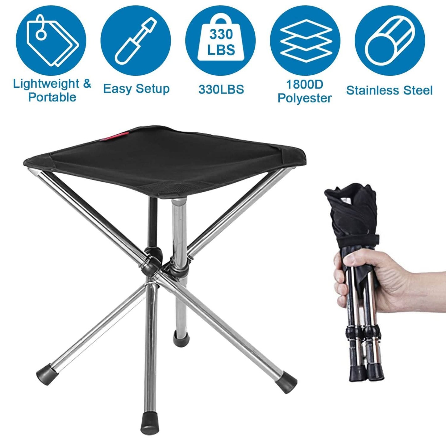 Retractable Portable Folding Chair Easy Set Up Backpacking Stool DailySale