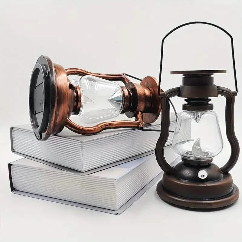 Retro Kerosene Lamp LED Horse Lantern Outdoor Waterproof Portable Rechargeable Solar Powered Flame Light DailySale