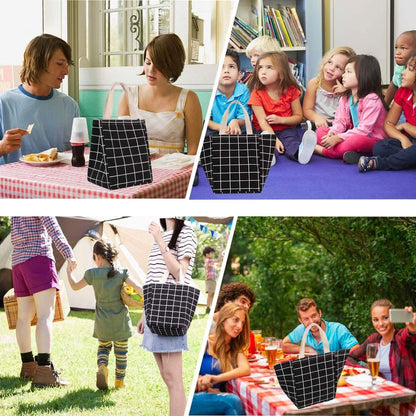Reusable Lunch Bag Insulated Lunch Box Canvas Fabric with Aluminum Foil DailySale