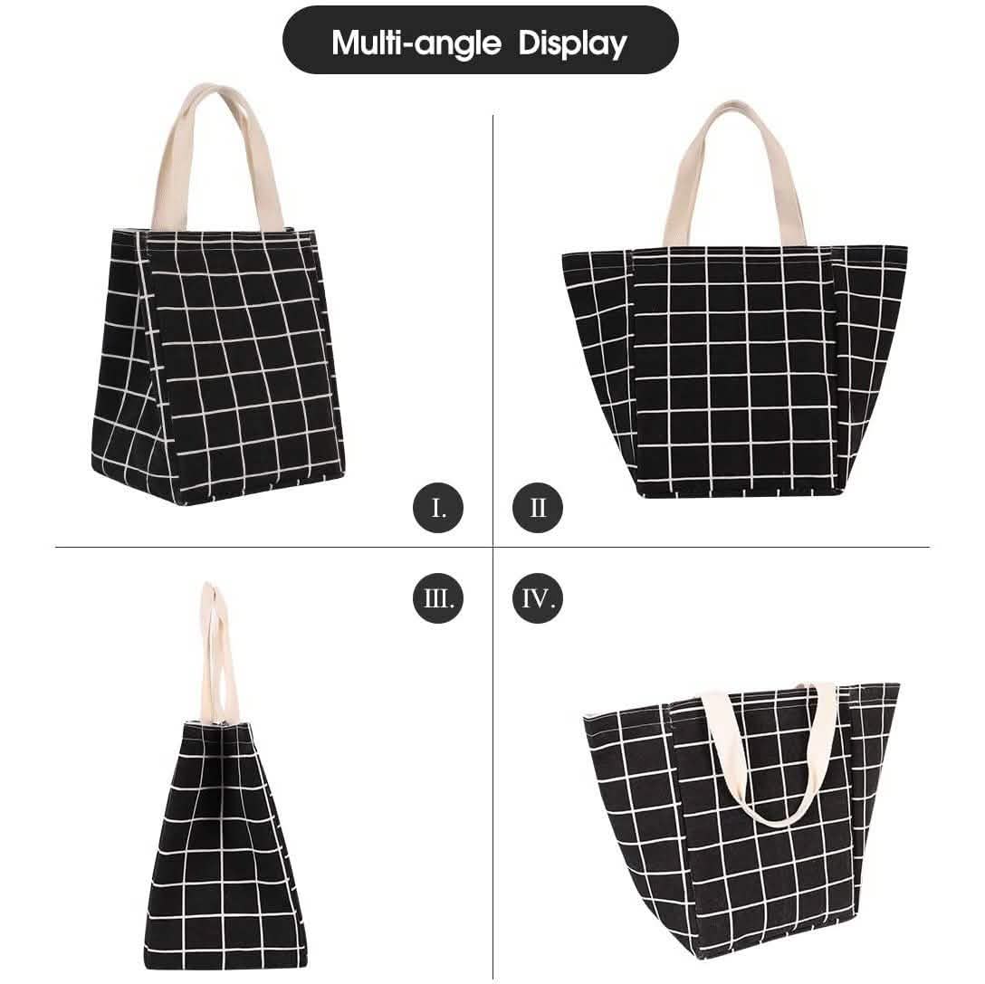 Reusable Lunch Bag Insulated Lunch Box Canvas Fabric with Aluminum Foil DailySale