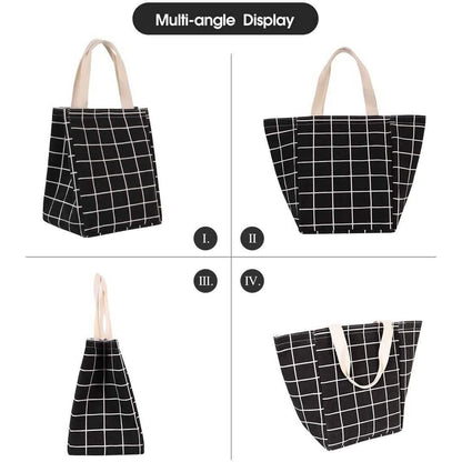 Reusable Lunch Bag Insulated Lunch Box Canvas Fabric with Aluminum Foil DailySale