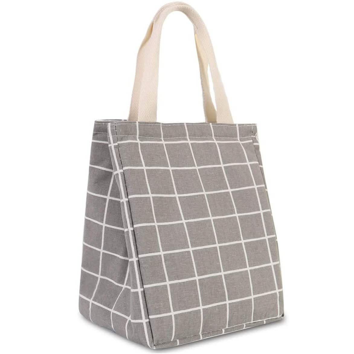 Reusable Lunch Bag Insulated Lunch Box Canvas Fabric with Aluminum Foil DailySale