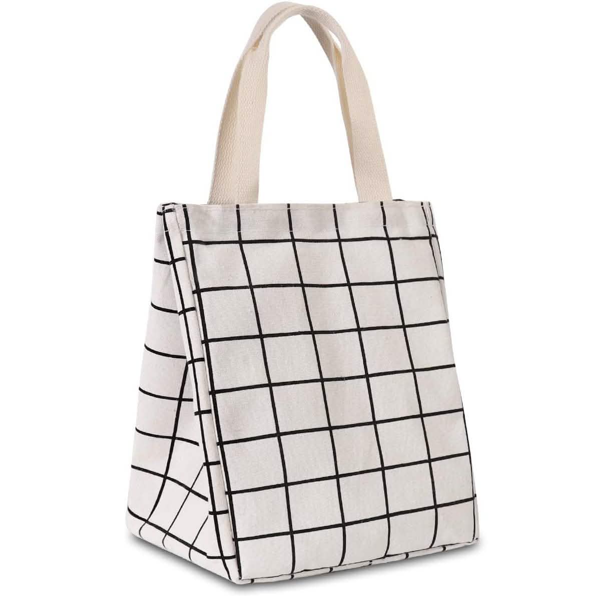 Reusable Lunch Bag Insulated Lunch Box Canvas Fabric with Aluminum Foil DailySale