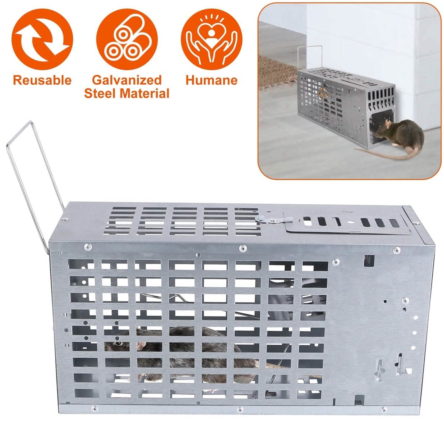 Reusable Metal Rat Cage Catch Release Continuous Capture DailySale