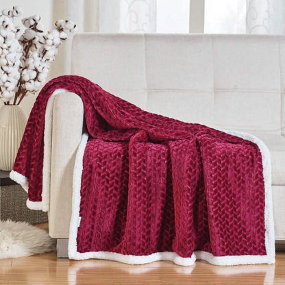 Reversible Soft Braided Sherpa Throw Blanket DailySale