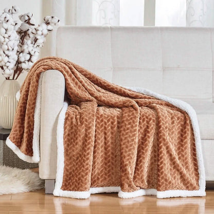Reversible Soft Braided Sherpa Throw Blanket DailySale