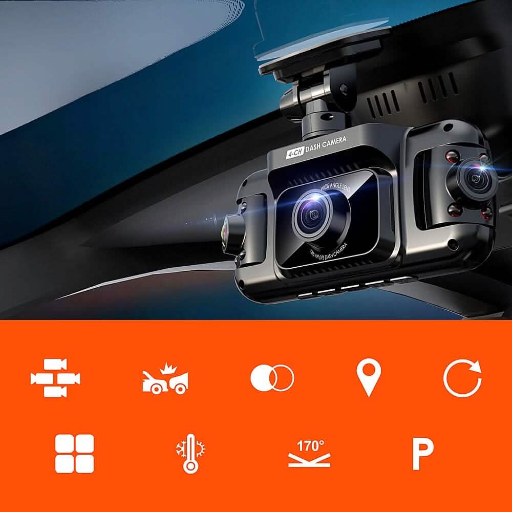 Rexing - R4 4 Channel Dash Cam with All Around 1080p Resolution, Wi-Fi, and GPS - Black  (Refurbished) DailySale