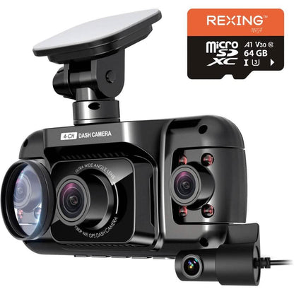 Rexing - R4 4 Channel Dash Cam with All Around 1080p Resolution, Wi-Fi, and GPS - Black  (Refurbished) DailySale