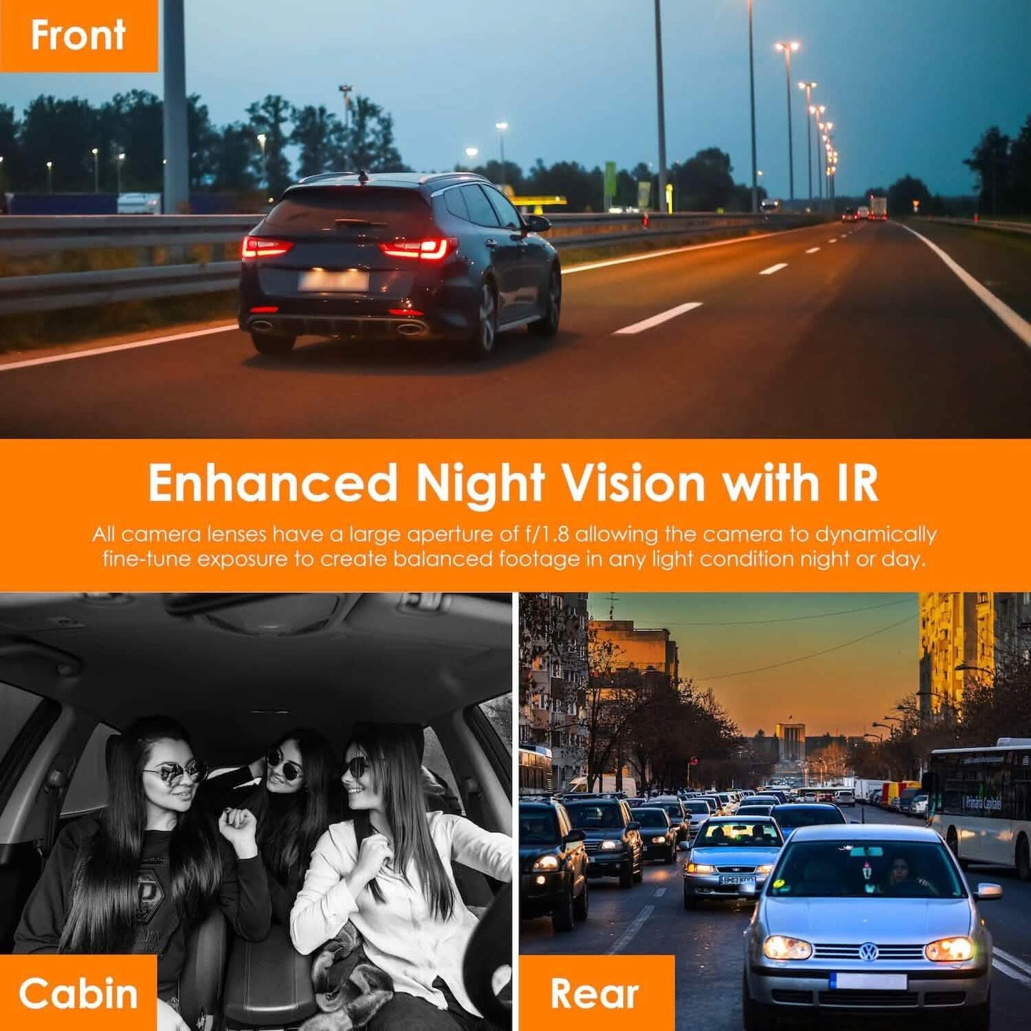 RexingUSA V2 PRO AI Dash Cam 3-Channel Front/Cabin/Rear  (Refurbished) DailySale