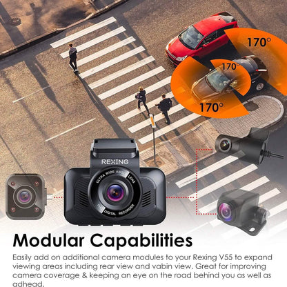 RexingUSA V55 Dash Cam - 4k Modular Capabilities  (Refurbished) DailySale