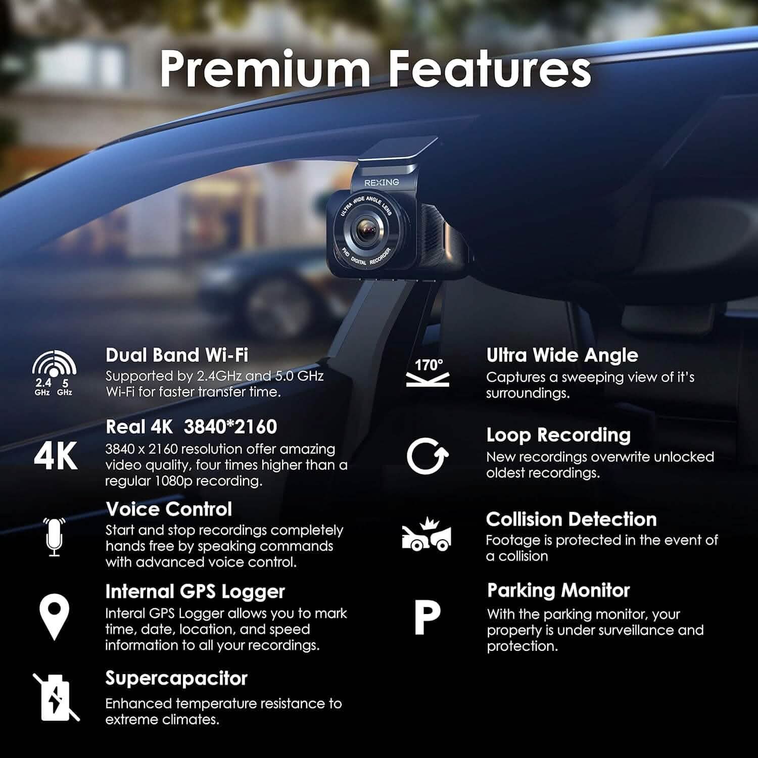 RexingUSA V55 Dash Cam  (Refurbished) DailySale