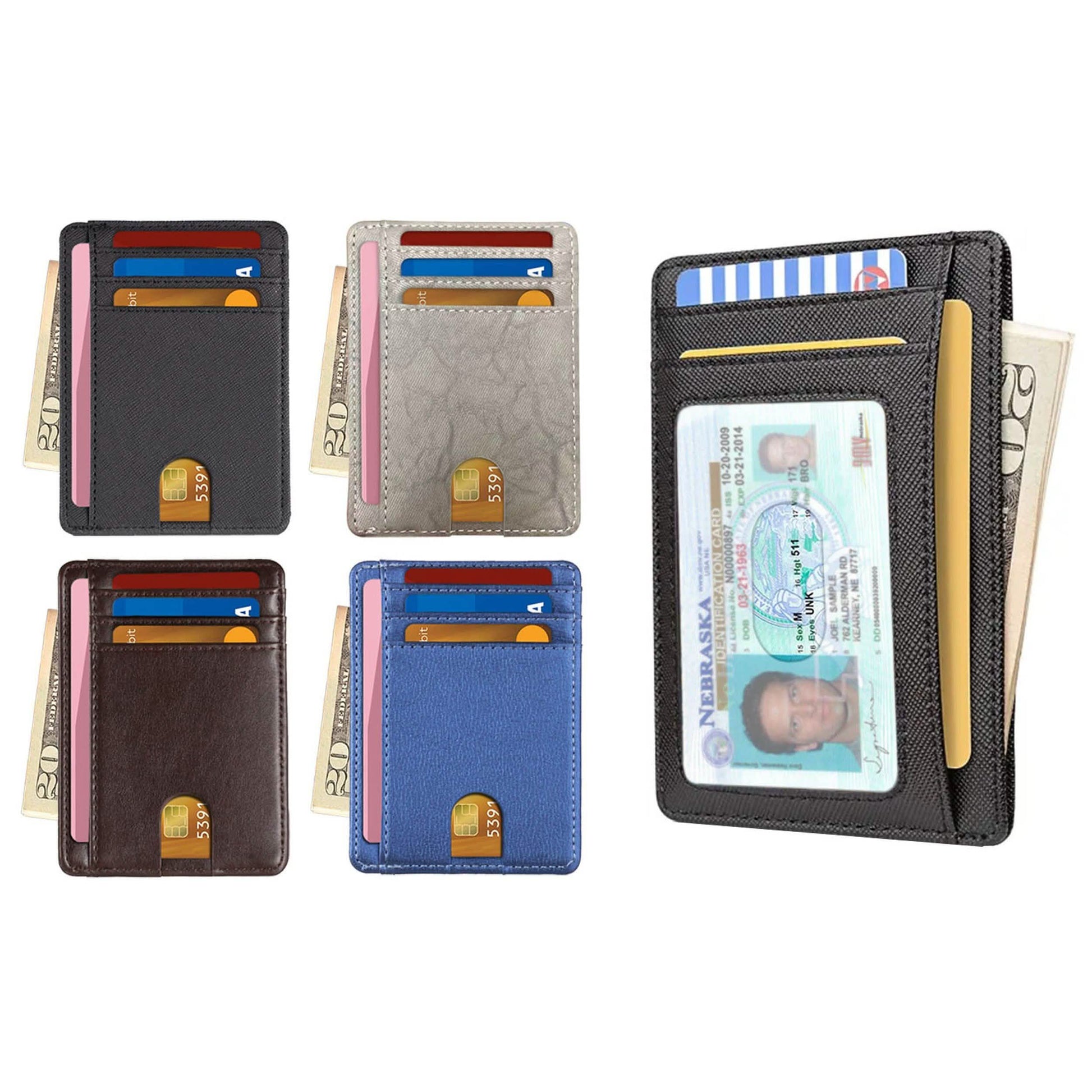 RFID Blocking Minimalist Front Pocket Slim Leather Wallet For Men Women DailySale