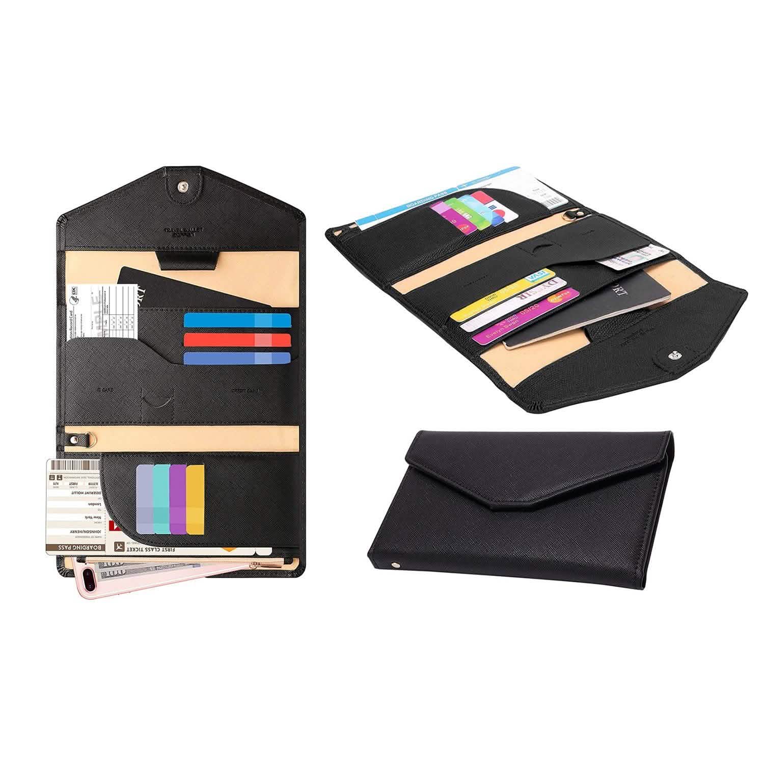 RFID Blocking Travel Passport Organizer Holder Wallet With CDC Vaccination Card Slot Protector DailySale